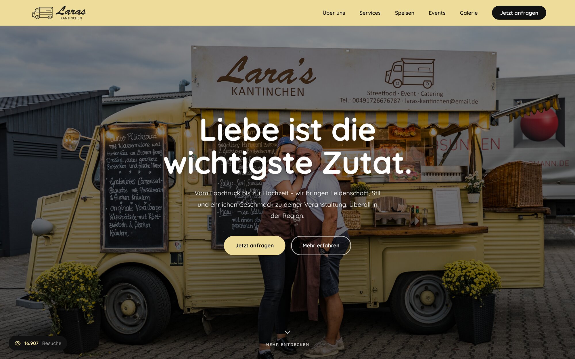 Desktop-Ansicht der Website laras-kantinchen.de